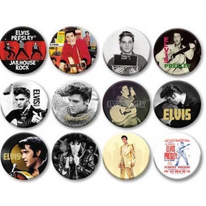9 x Elvis Presley 32mm BUTTON PIN BADGES Music The King Rock and Roll Album Gift 