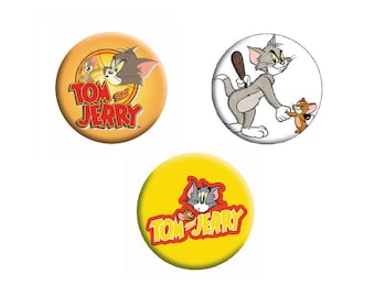Pinback Buttons Tom & Jerry cartoon movie (1-1/4" pins, Approx. 32mm)