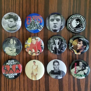 Lot of 12 1.25&quot; Pinback Button Badge Elvis Presley music singer fans club (1-1/4&quot; pins, Approx. 32mm)