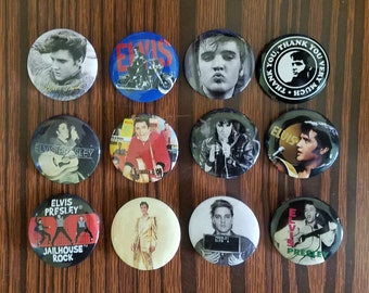 Elvis Presley Pinback Buttons: Music Fan Badge Set (12 pc)