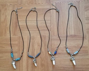 20" Necklaces with w/ Tiny Gator & Multi Colored Beads and 3/4" to 1" Alligator Tooth Surfer Choker