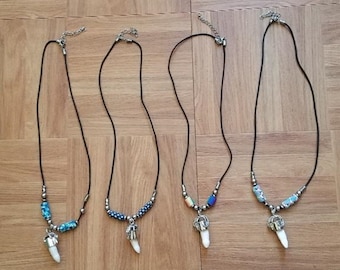 Alligator Tooth Surfer Choker: Tiny Gator, Multi-Colored Beads