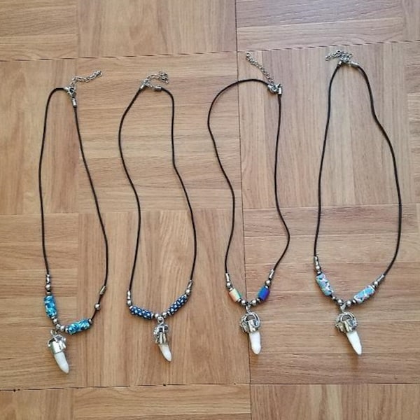 20" Necklaces with w/ Tiny Gator & Multi Colored Beads and 3/4" to 1" Alligator Tooth Surfer Choker