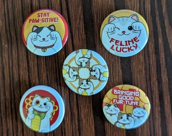 Pinback Buttons Lucky Cat cartoon movie (1-1/4" pins, Approx. 32mm)