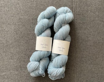 Bluebird Blue Fingering Weight Yarn, Merino Wool and Soft Nylon