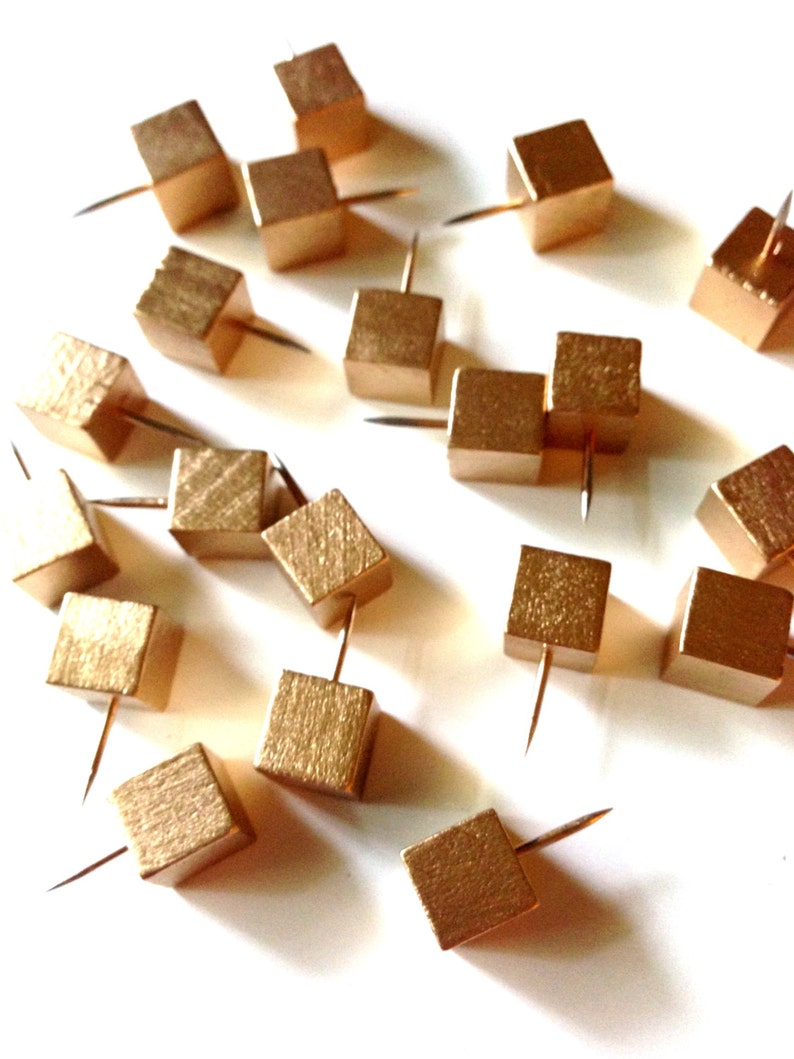 Gold leaf square push pins cube cubicle decor pin thumb Etsy