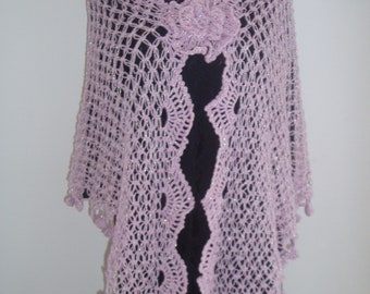Light Purple Shawl for wedding /crochet shawl /payette/Metallic bridal shawl /Women Triangle Shawl/ Wedding Bridesmaid Bridal Accessories