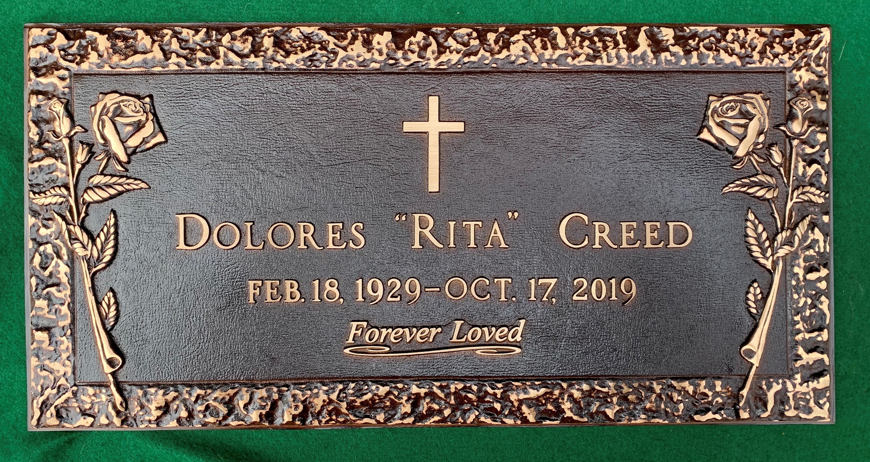 Flat Bronze Grave Marker Standing Rose Rock Edge Design Etsy