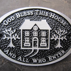 God Bless This House Plaque Cast Aluminum image 1