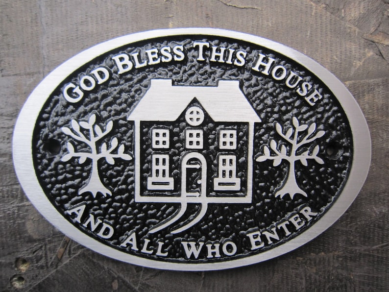 God Bless This House Plaque Cast Aluminum image 1