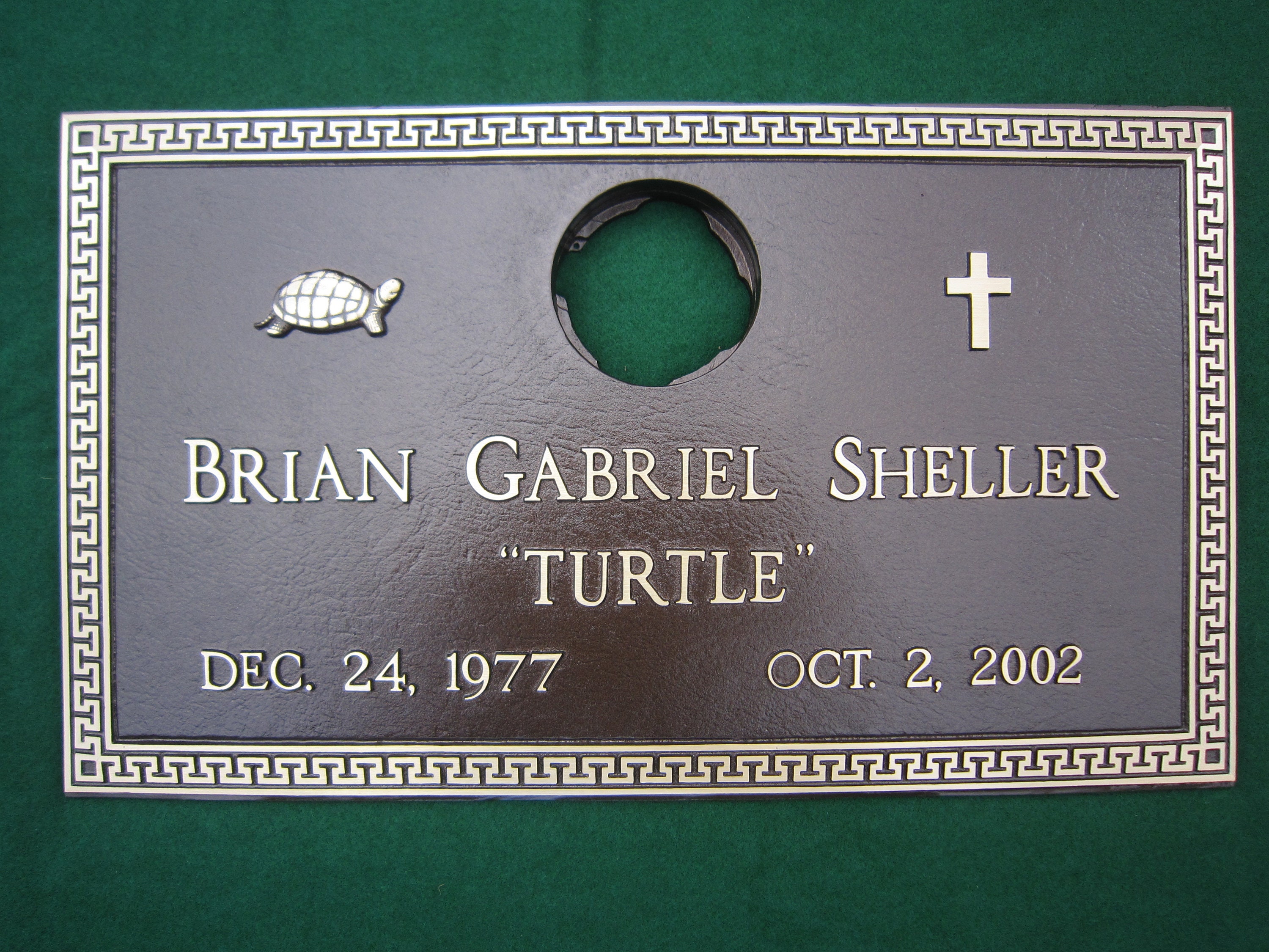 Bronze Burial Plaque with Hammered Vase Greek Key Design Etsy