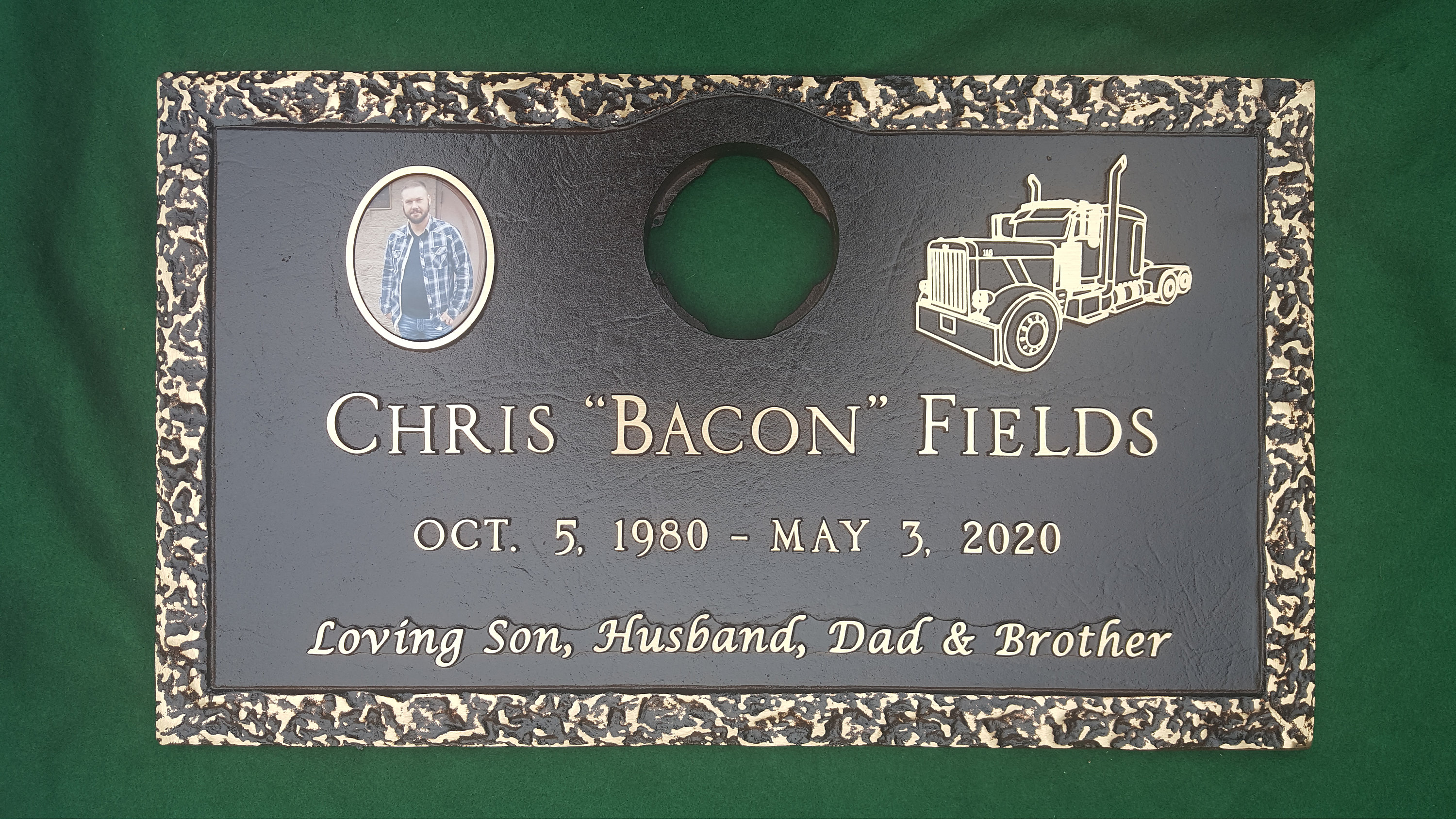 Flat Bronze Grave Marker with Vase Plain Rock Edge Design Etsy