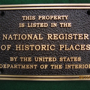 Cast Bronze National Register Standard Plaque 7" wide by 5" tall