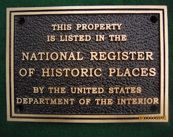 Cast Bronze National Register Standard Plaque 7" wide by 5" tall