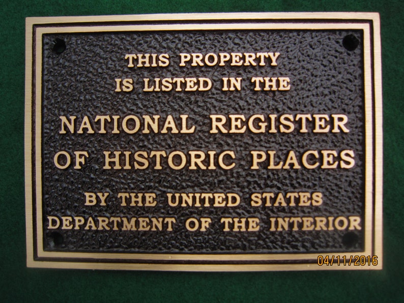 Cast Bronze National Register Standard Plaque 7 wide by 5 tall image 1