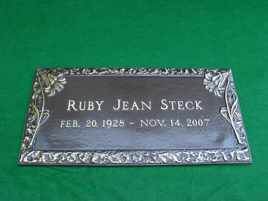 Bronze Grave Marker Lily Rock Edge Design 24x12 Etsy