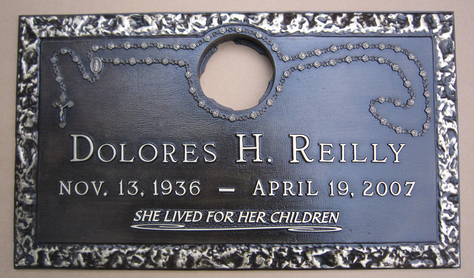 Bronze Grave Marker with Hammered Vase Rose Bud Border Etsy