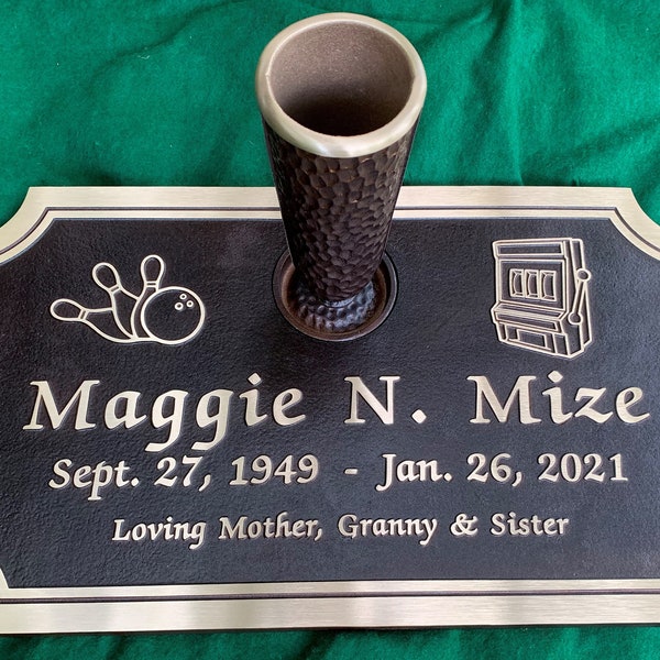 Bronze Grave Marker With Vase Etsy