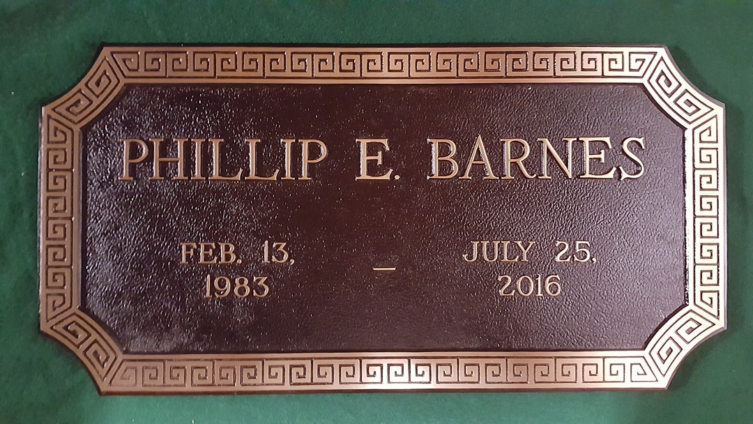 Bronze Grave Marker Greek Key Design 24x12 Etsy