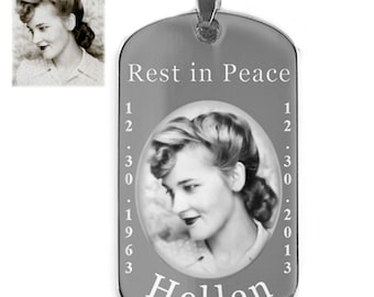 Custom Photo Dog Tag Necklace: Stainless Steel Memorial Pendant