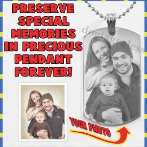 Personalized Photo Dog Tag Necklace: Custom Engraved Pendant