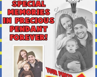 Personalized Photo Dog Tag Necklace: Custom Engraved Pendant