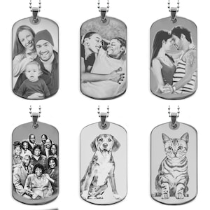 Personalized Photo Dog Tag Custom Engraved Picture Text Necklace Pendant Dogtags