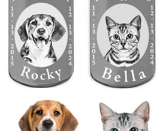 Custom Photo Pet Memorial Necklace: Stainless Steel Dog Tag Pendant