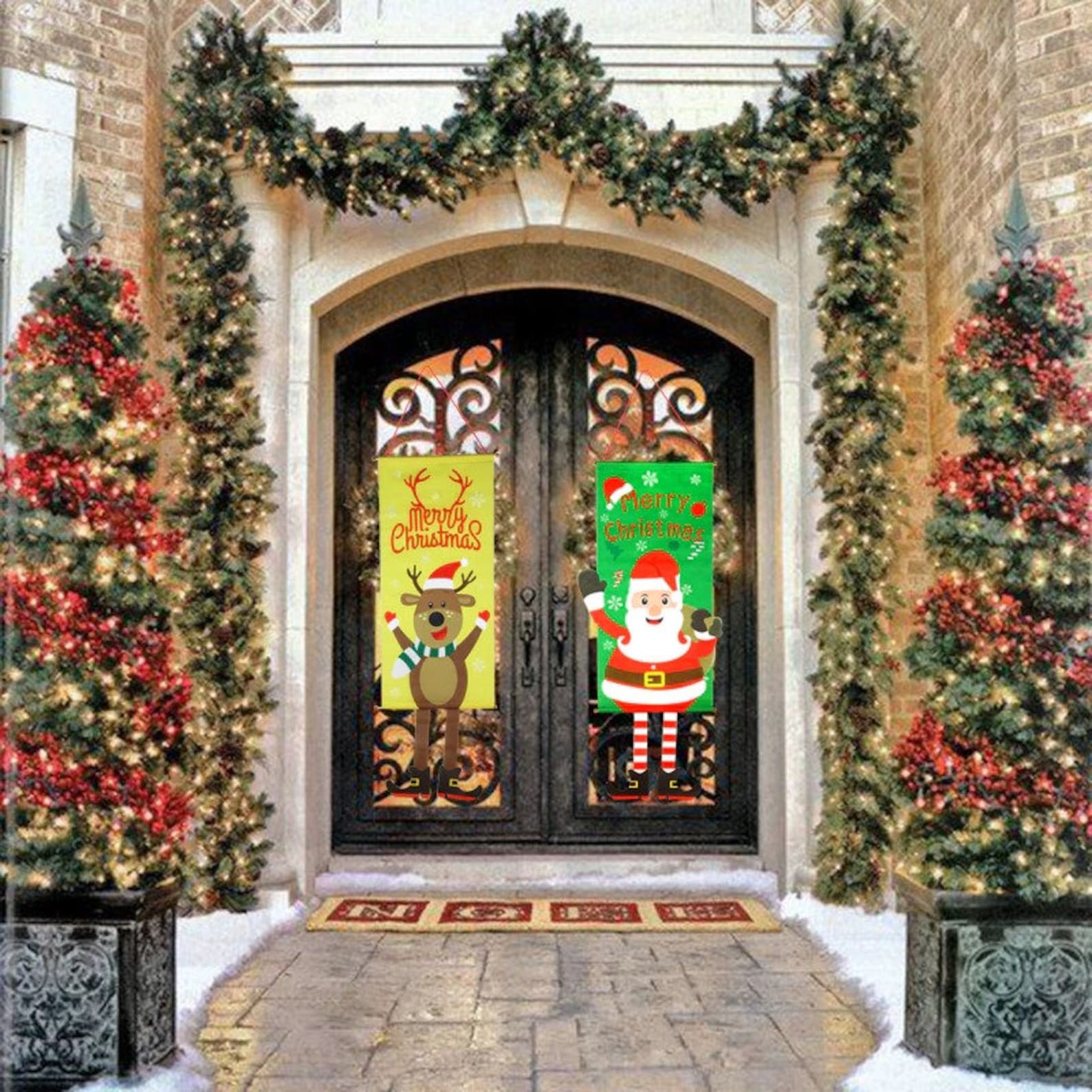 Merry Christmas Door Decoration Banner Hanging Ornament Etsy