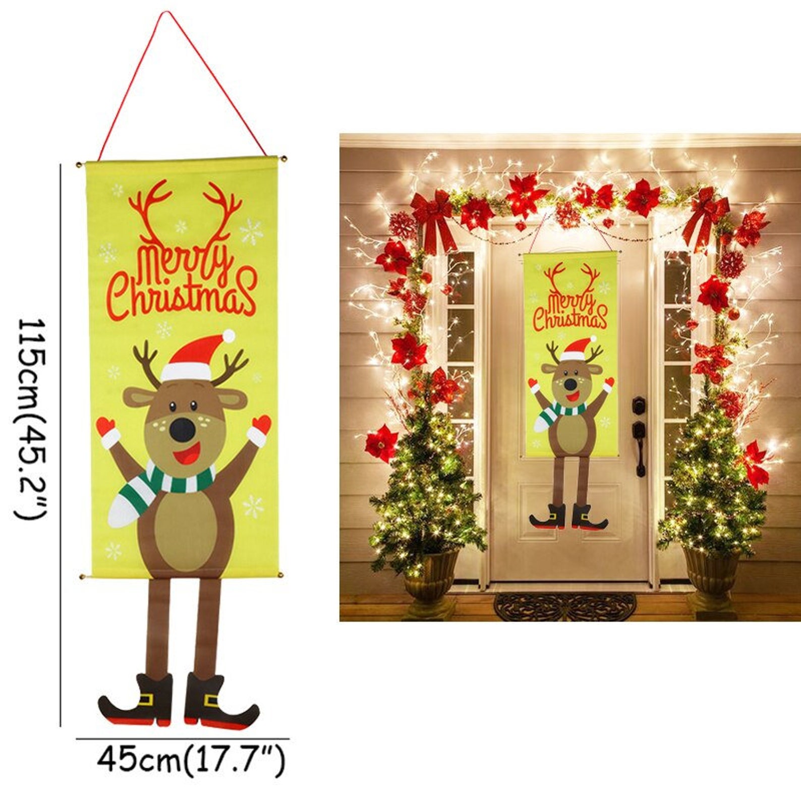 Merry Christmas Door Decoration Banner Hanging Ornament Etsy