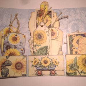 DIGITAL Junk Journal Folio  - Sunflowers - Vintage Sunflower Garden Nature Pocket Folio to add to Junk Journal Downloadable Printable PDF