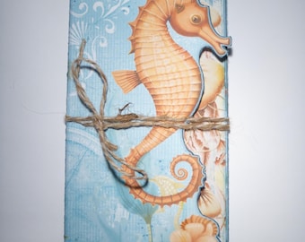 DIGITAL Junk Journal Folio  - Sealife - Vintage Seahorse Shells Sea Creatures Beach Nature Pocket Portfolio Downloadable Printable PDF