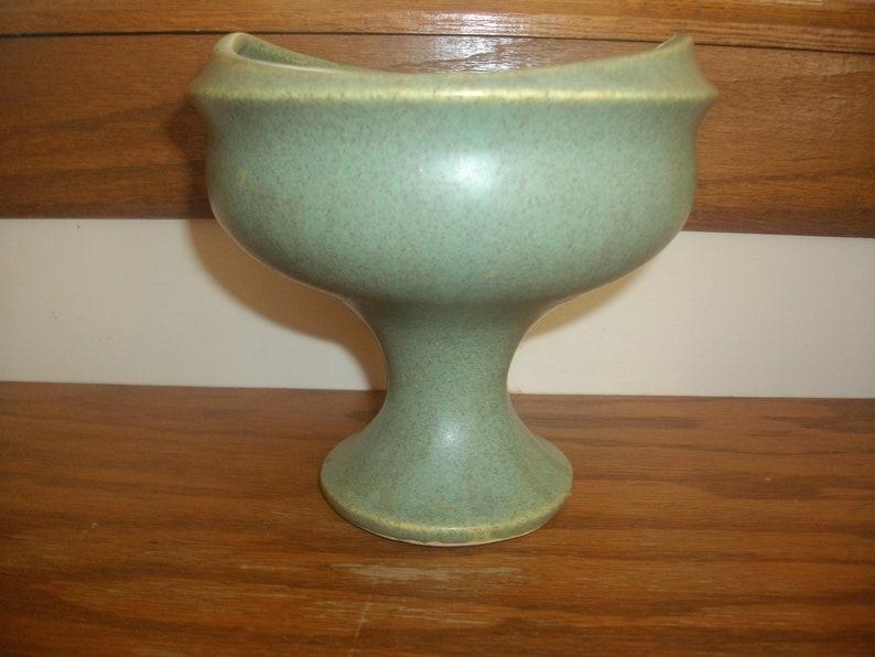 Vintage Green Speckled Pedestal Planter
