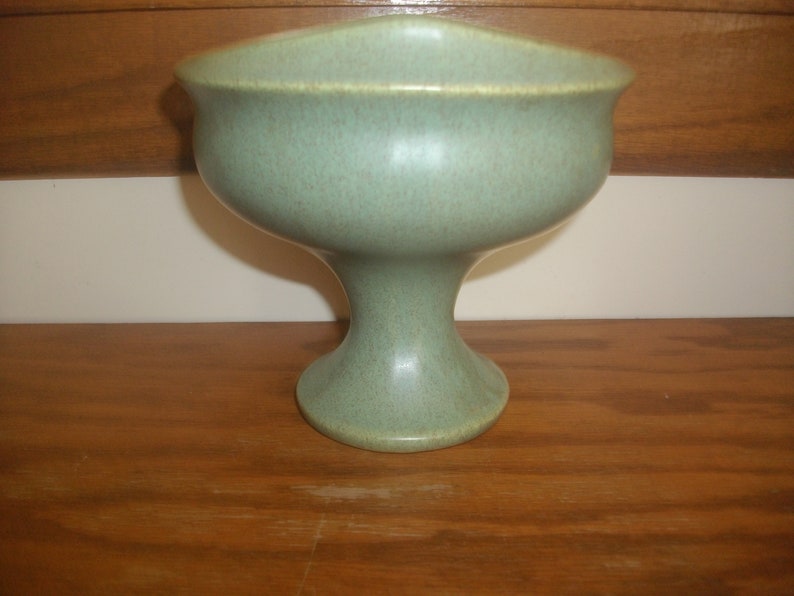 Vintage Green Speckled Pedestal Planter