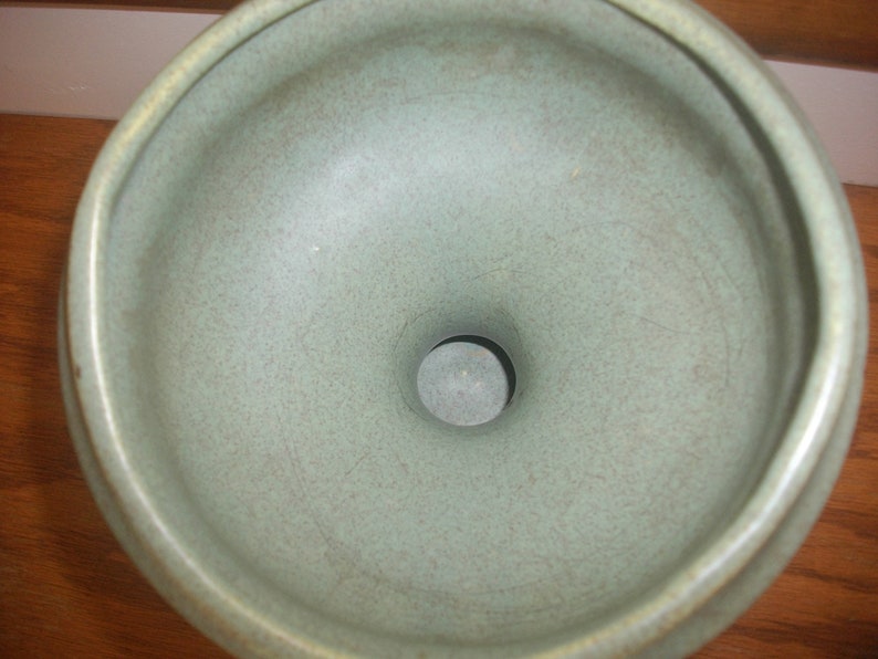 Vintage Green Speckled Pedestal Planter