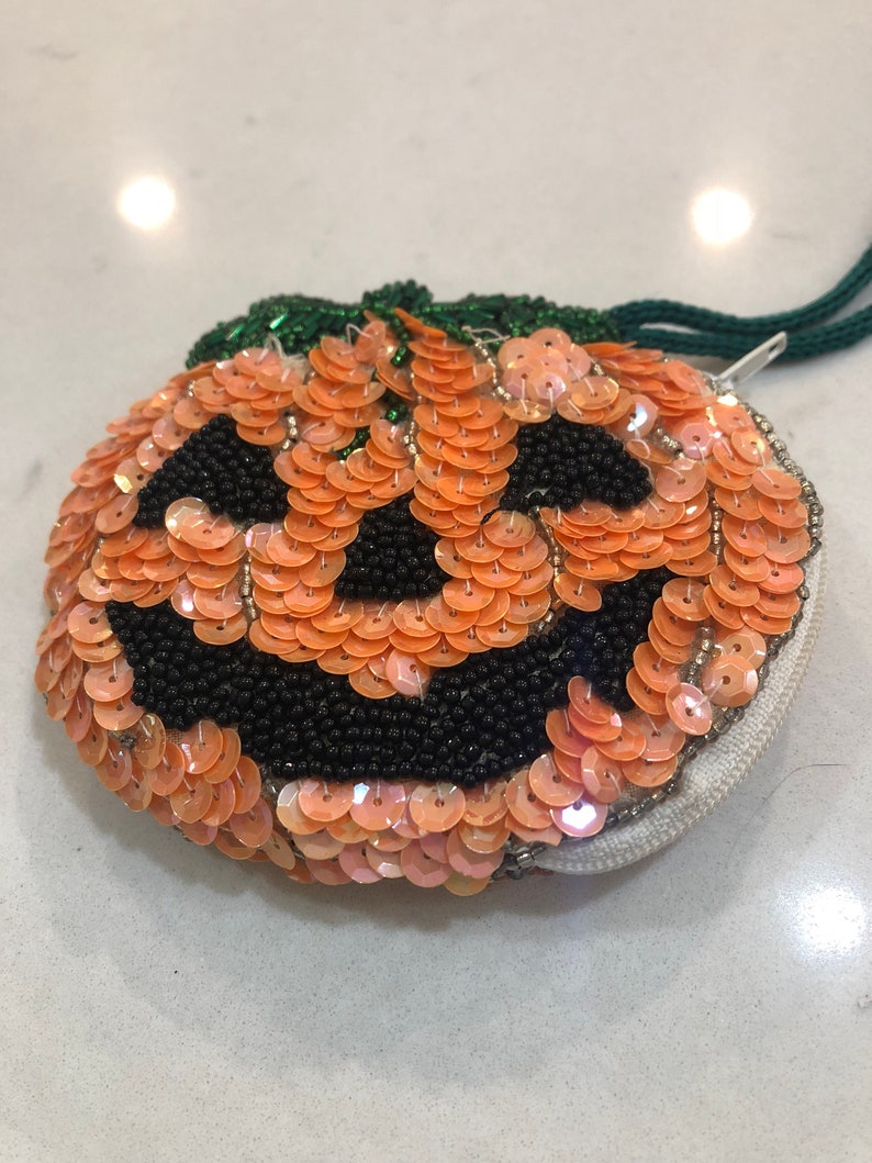 Sequin coin purse Halloween pumpkin