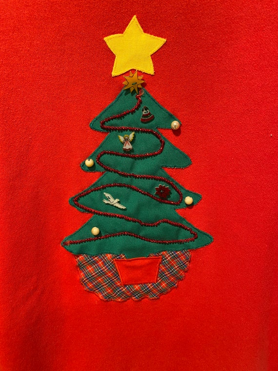 Vintage Christmas tree sweatshirt, angels, star, L - image 2