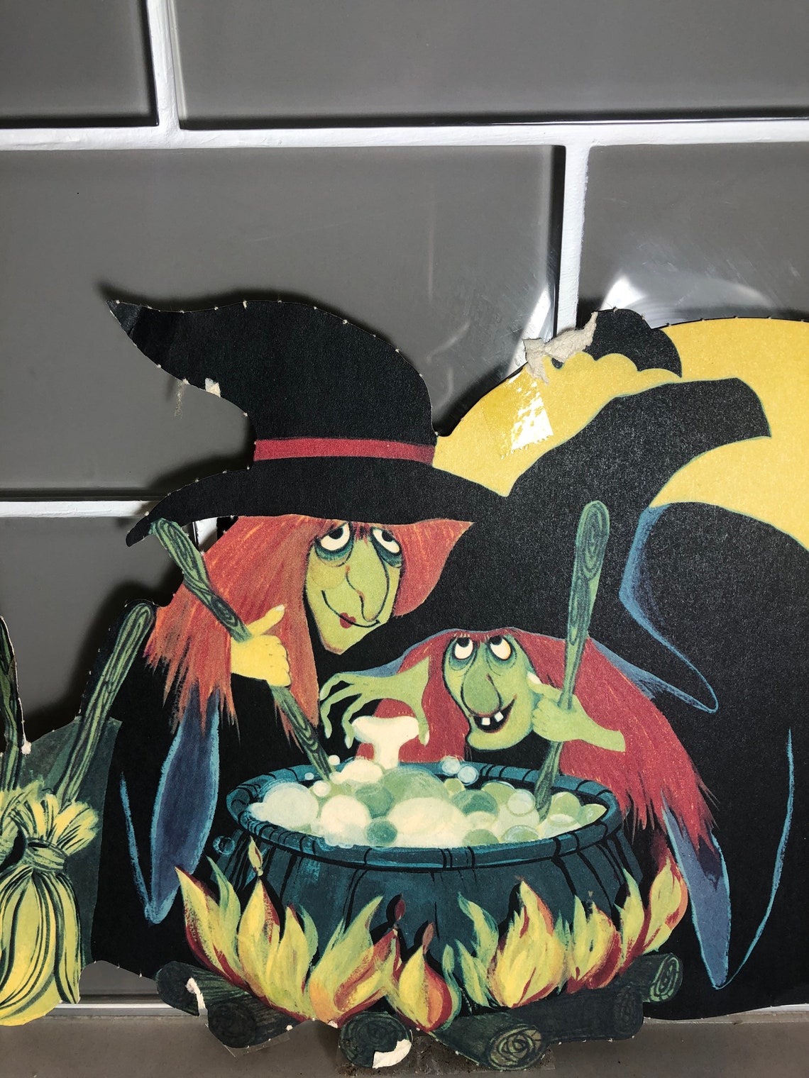 Vintage Halloween die cut witch and Calderon Etsy