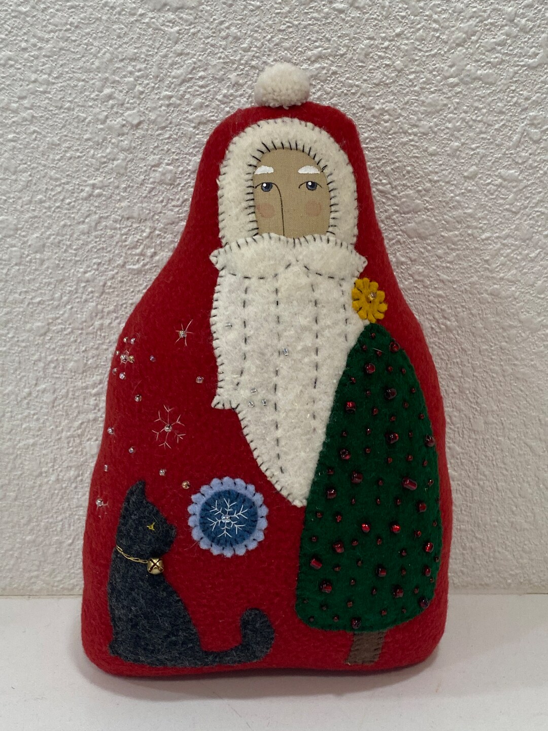 Vintage Plush Santa, Black Cat, Christmas Tree Decoration Etsy