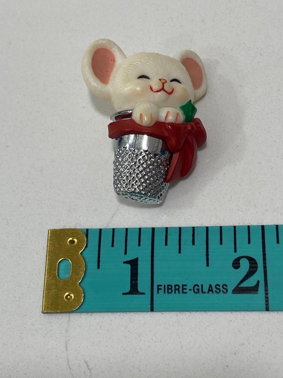 Vintage Christmas-hallmark  pin, mouse thimble - image 2