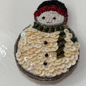 Sequin Snowman Holiday Christmas pin Brooch