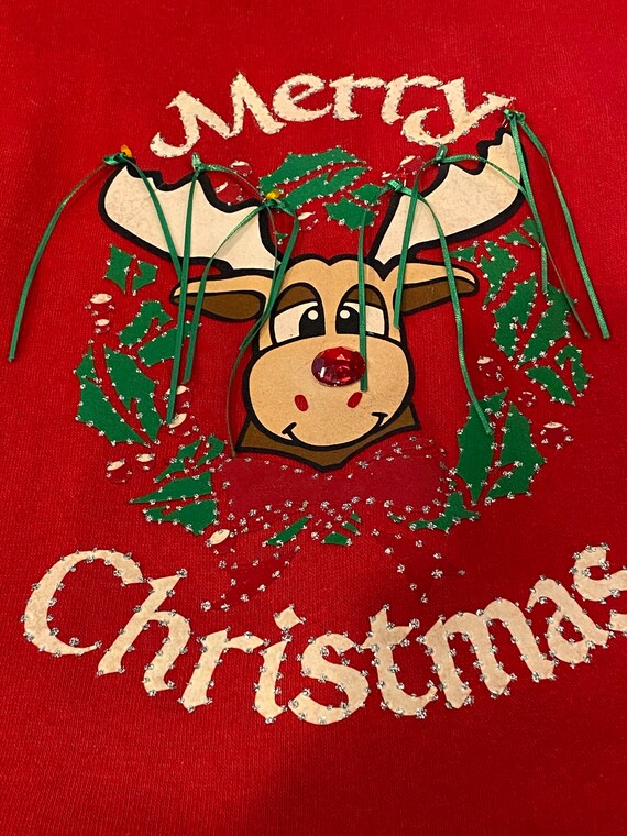 Vintage Christmas sweatshirt, Rudolph, XL
