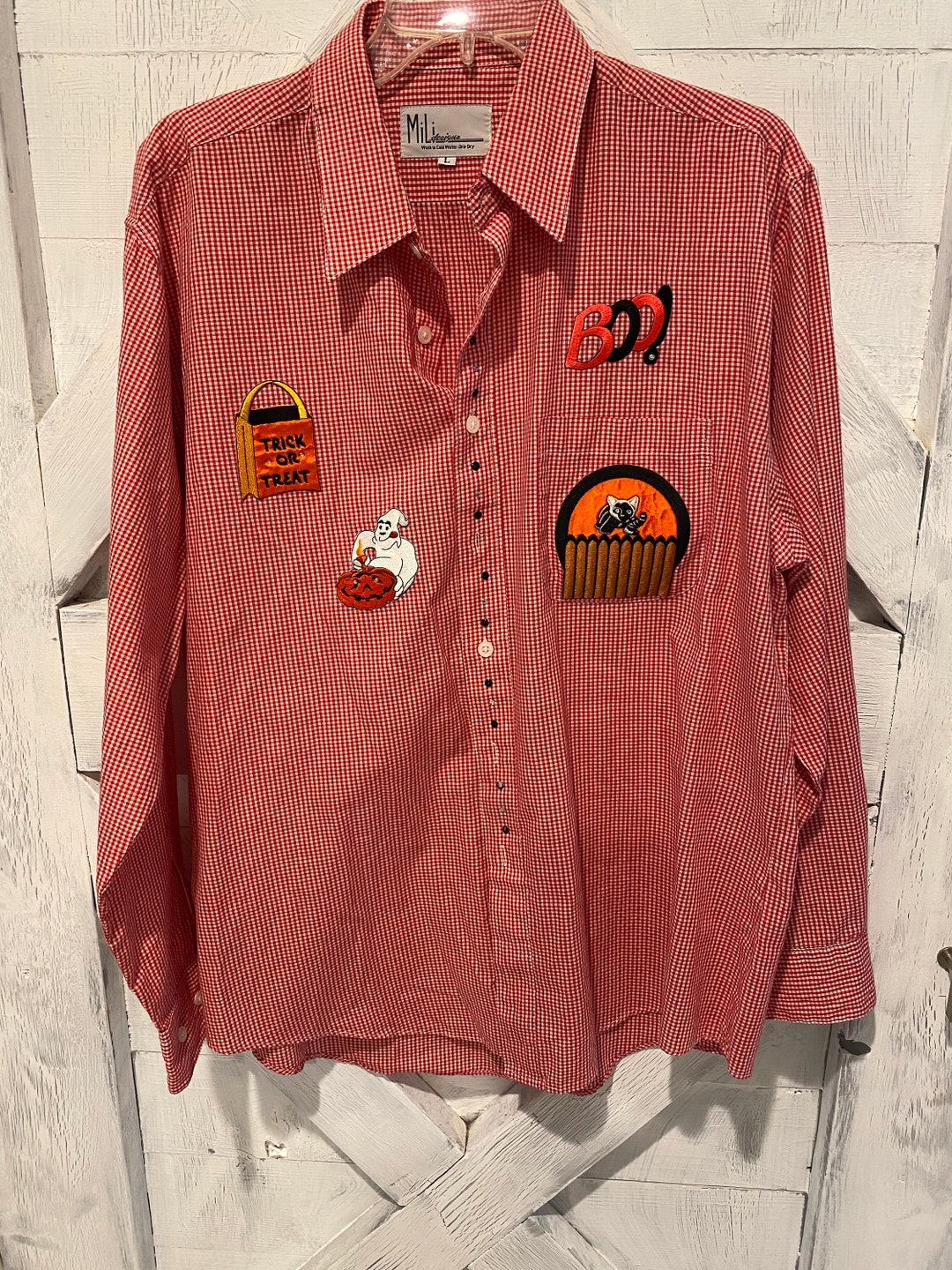 Vintage Halloween Button Down Shirt Size L Etsy