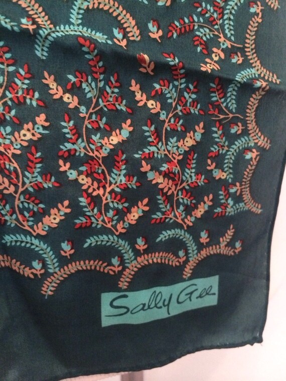 Sally Gee Silk Scarf, hand rolled hem - image 2