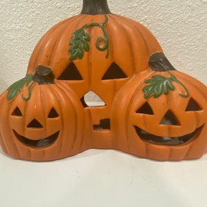 Calabaza hueca espeluznante de Halloween Jack O Lantern Decoración de cerámica Figura Vintage