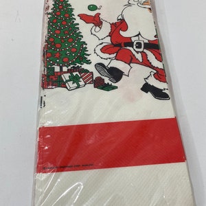 New in Package Vintage Christmas Paper Tablecloth Santa Claus  54 x 96 in.
