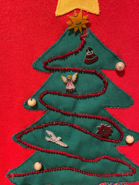 Vintage Christmas tree sweatshirt, angels, star, L - image 3