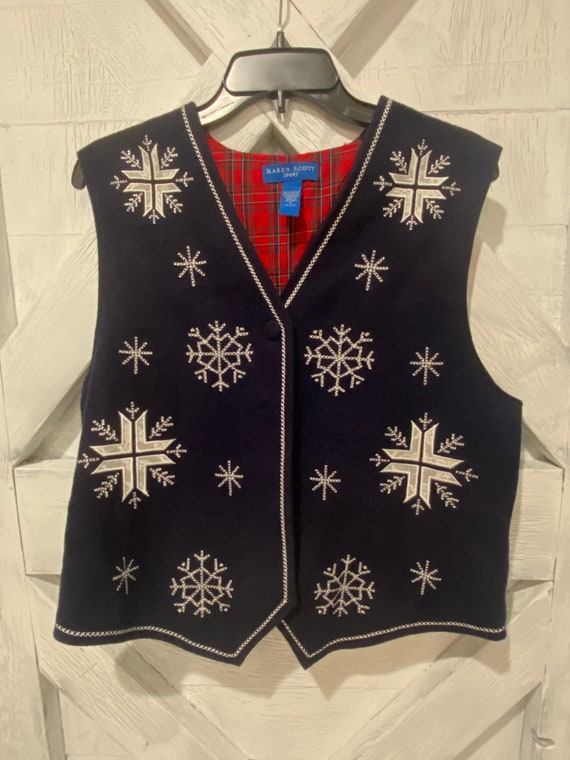 Vintage Christmas vest, Large Karen Scott Sport