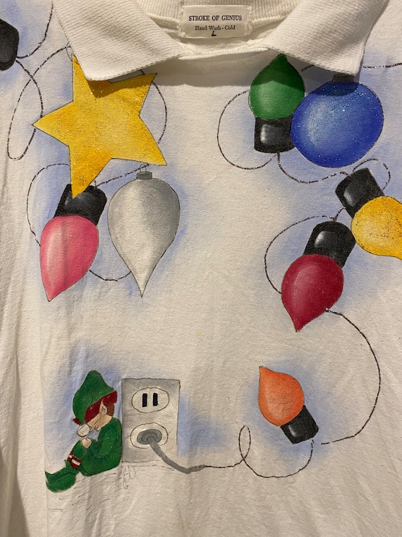 Vintage Christmas lights and elf long sleeved Chr… - image 1