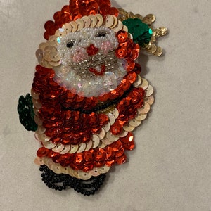 Vintage sequin Santa pin